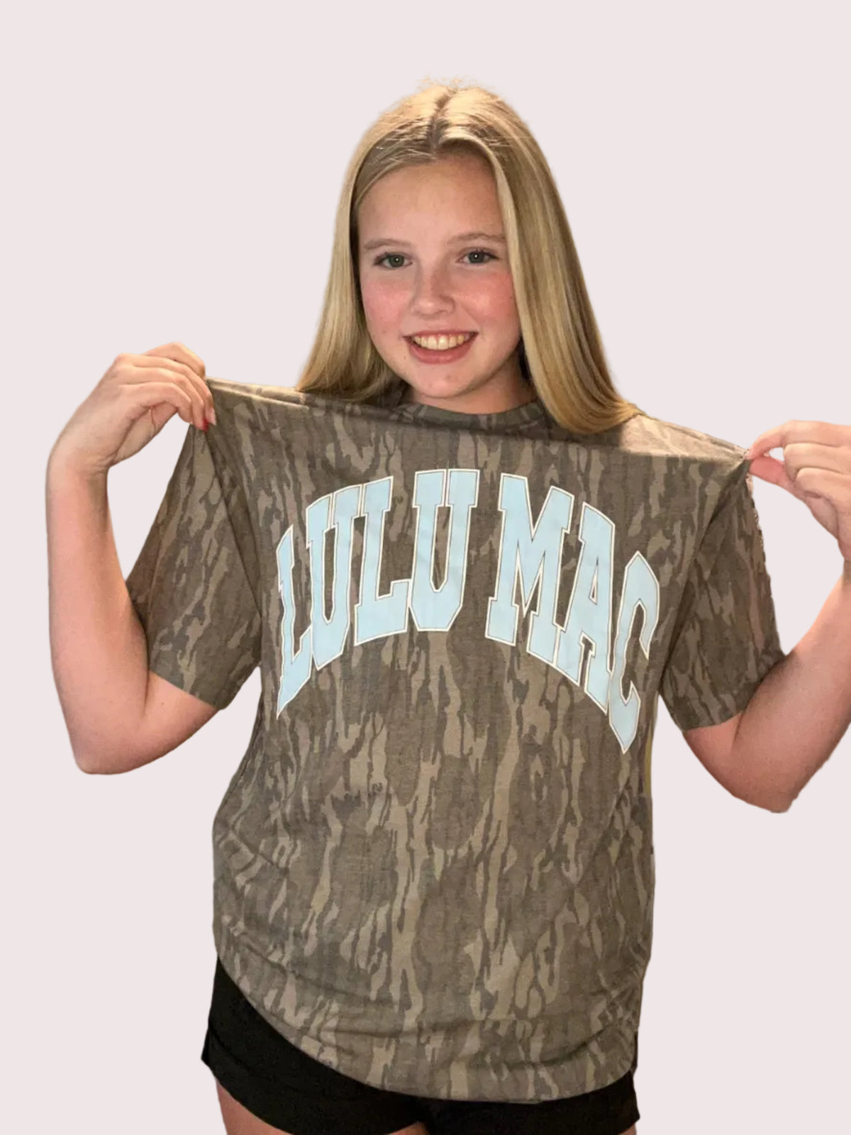 Camo and Baby Blue Lulu Mac T-shirt