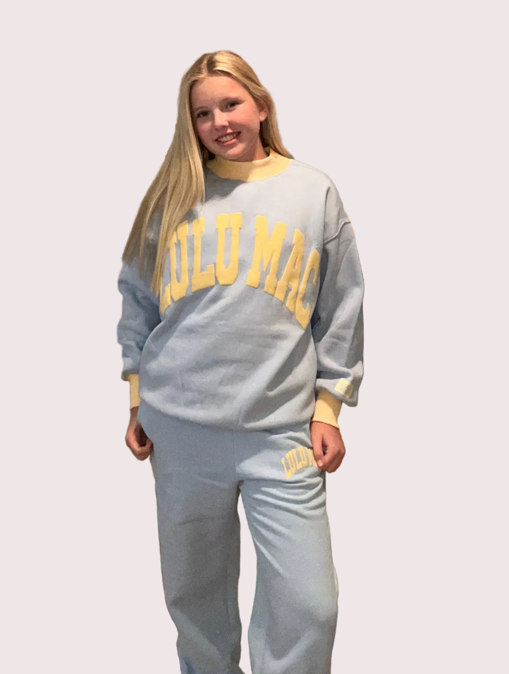 Butter Yellow and Sky Blue Lulu Mac Sweat Set