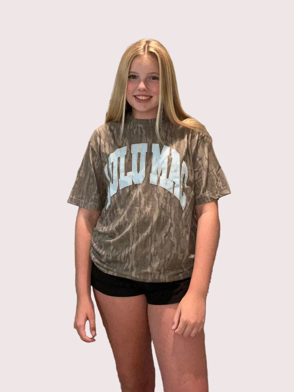 Camo and Baby Blue Lulu Mac T-shirt