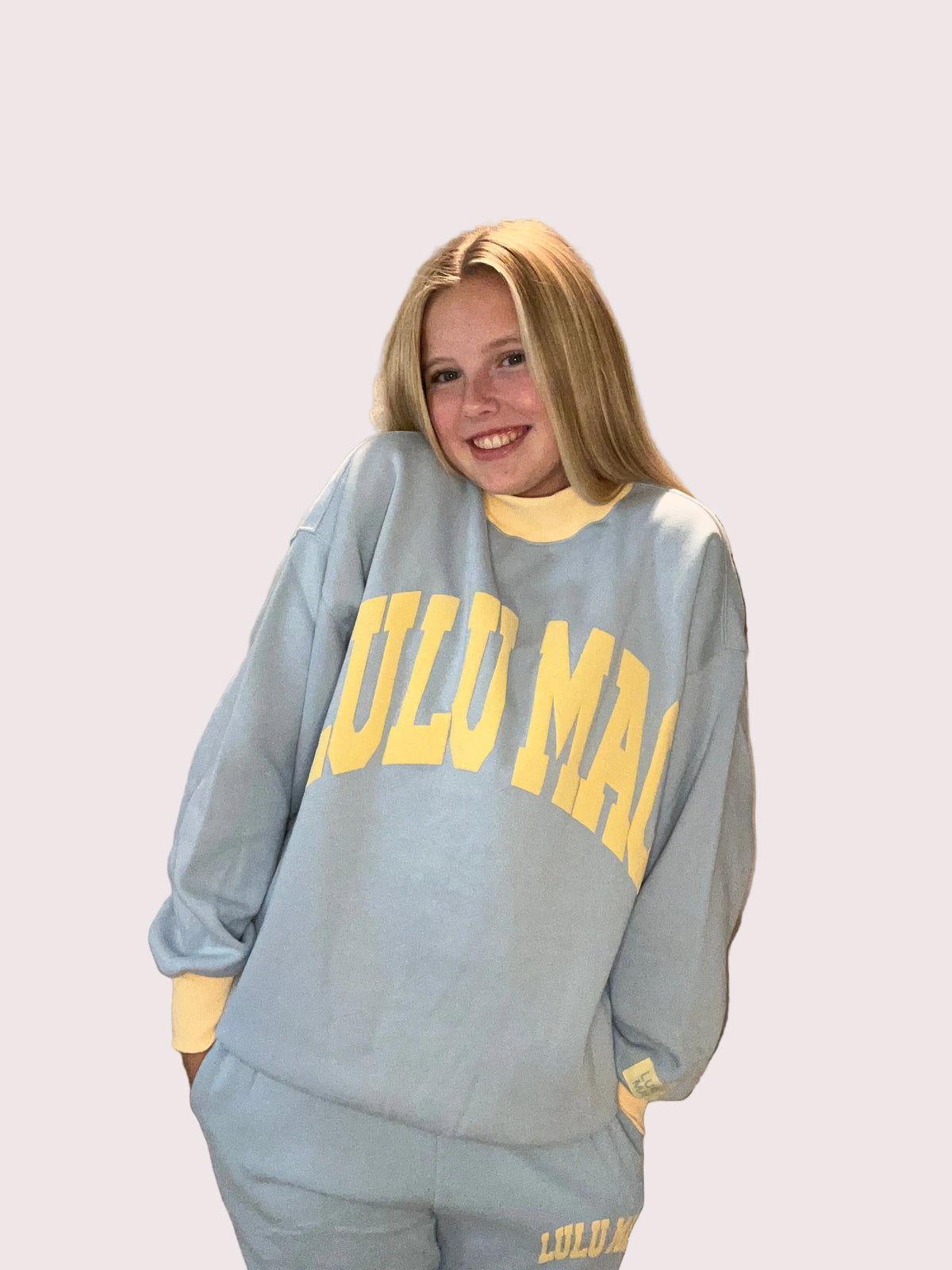 Butter Yellow and Sky Blue Lulu Mac Sweat Set
