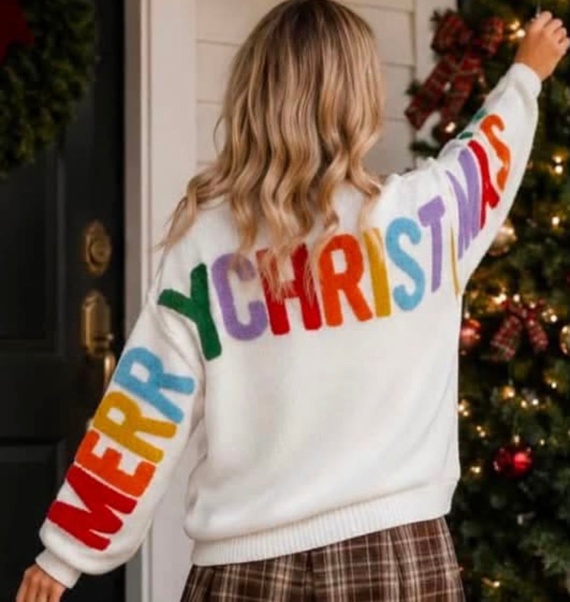 Christmas Chenille Graphic Drop Shoulder Holiday Sweater