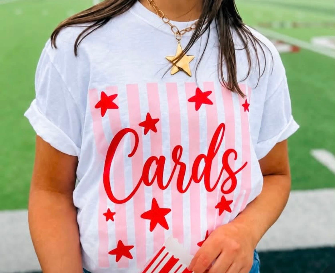 Pink Stripes Cardinal Custom Mascot Tee