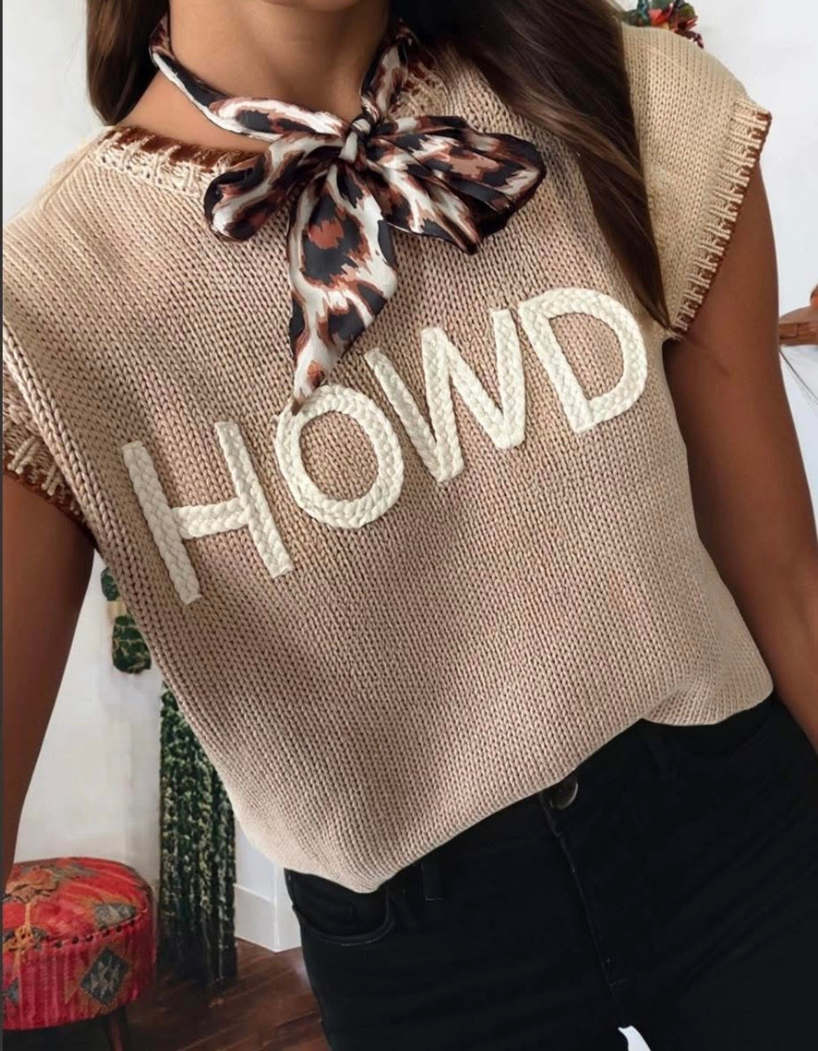 Howdy Embroidered Graphic Western Sweater Vest