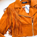 Western Fringe Faux Suede Moto Jacket by Blue B
