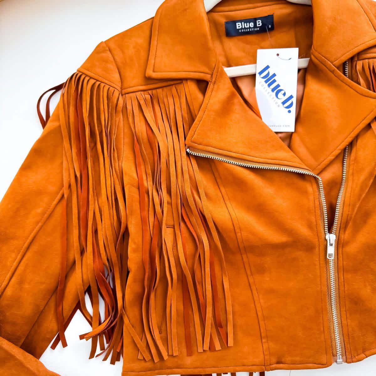 Western Fringe Faux Suede Moto Jacket by Blue B