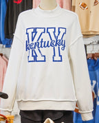White Kentucky Graphic Mock Neck Reversible Sweatshirt