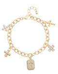 Maxine Pave’ Cross Icons Charm Bracelet