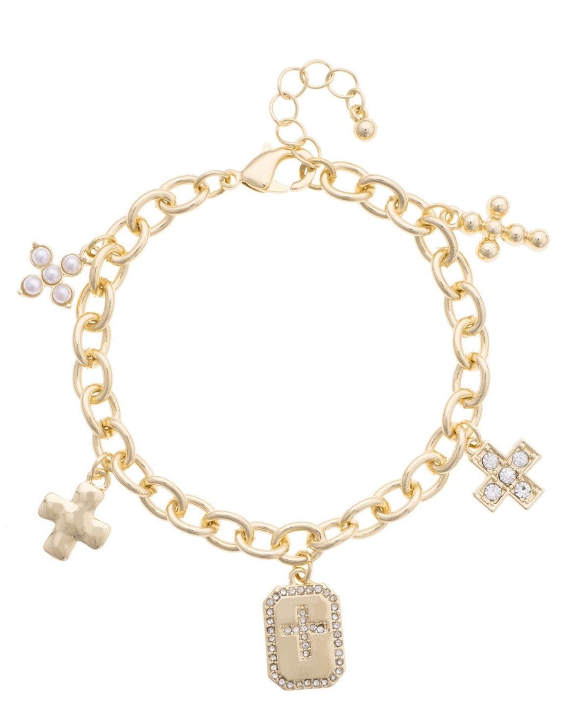 Maxine Pave’ Cross Icons Charm Bracelet