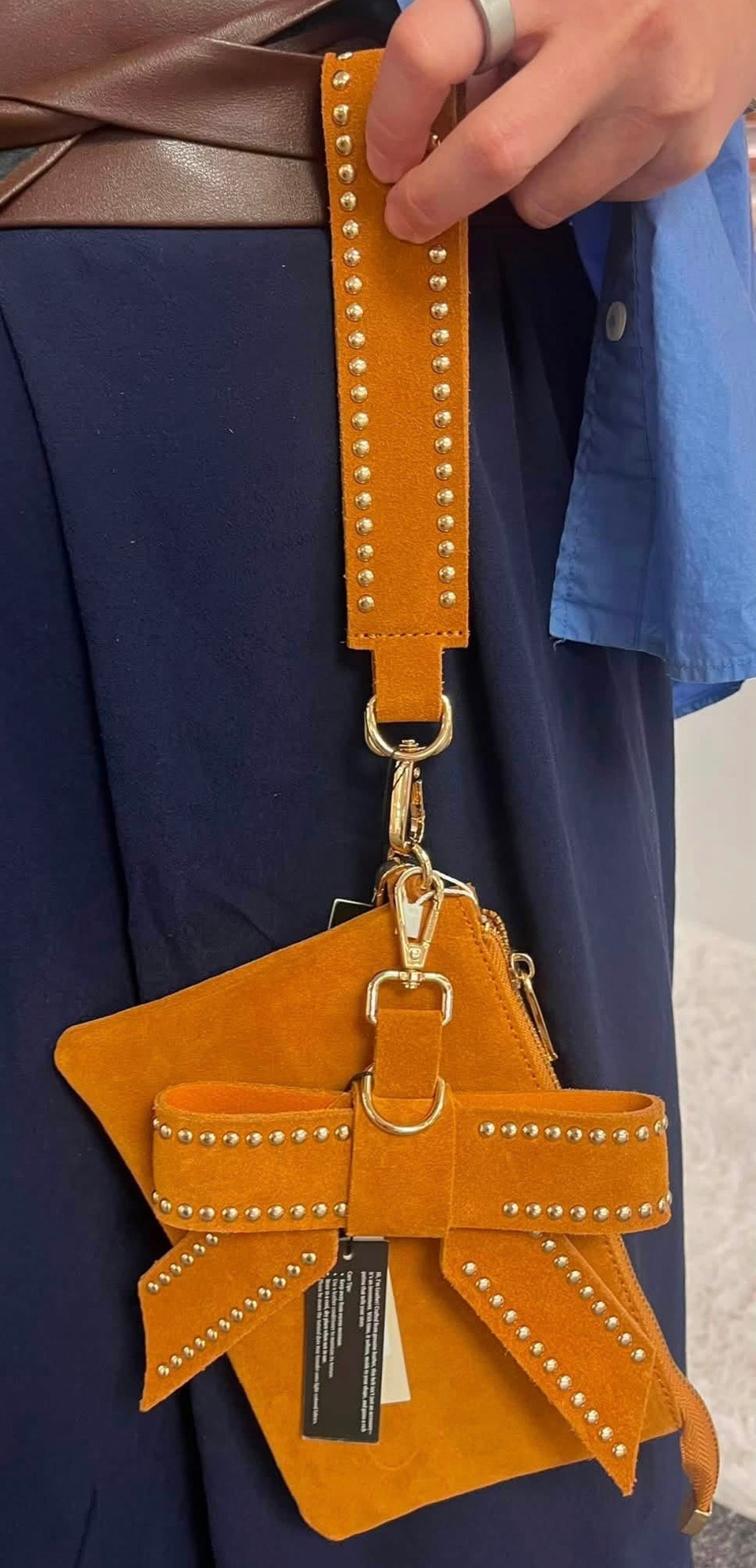 Suede wristlet