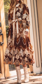 Retro Printed Midi Dress