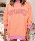 Halloween Spooky Colorblock Mock Neck Sweatshirt