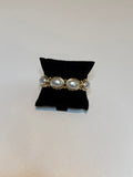 Chunky pearl and gold bangle bracelet